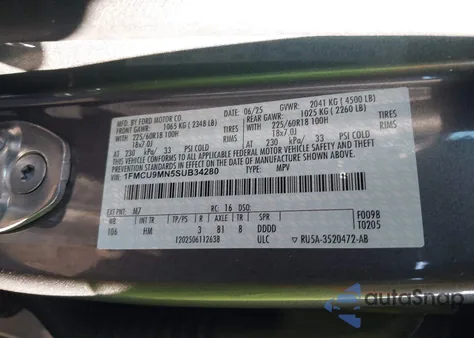 2025 Ford Escape St-Line из США, поврежденный, VIN 1FMCU9MN5SUB34280